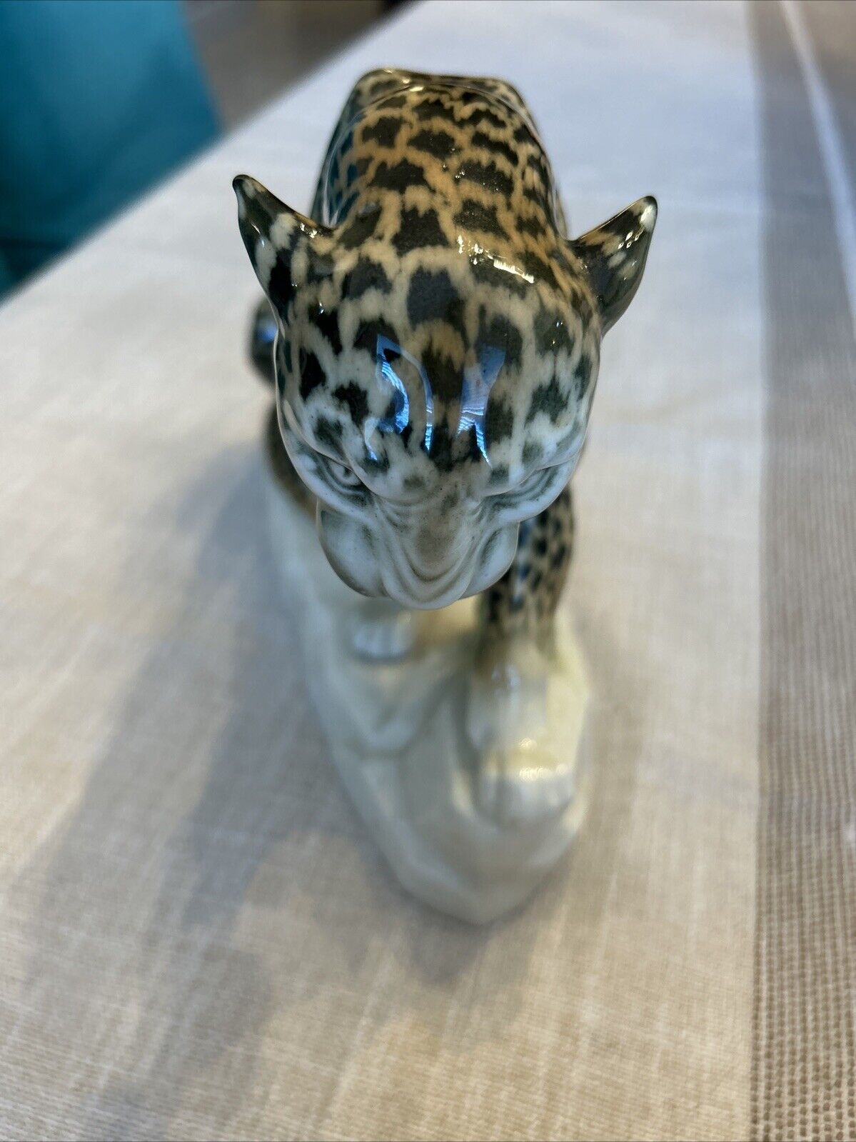 Porcelain leopard figurine