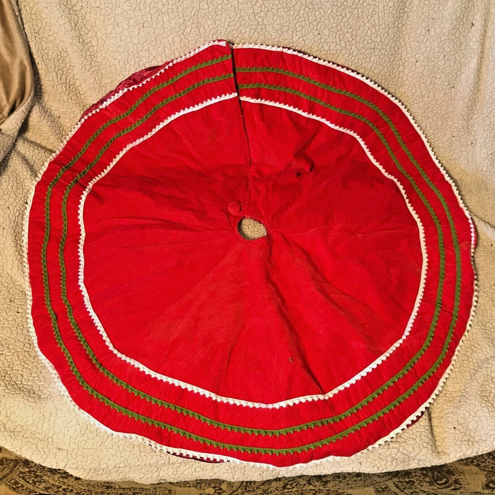 Martha Stewart Red Corduroy Christmas Tree Skirt 34”