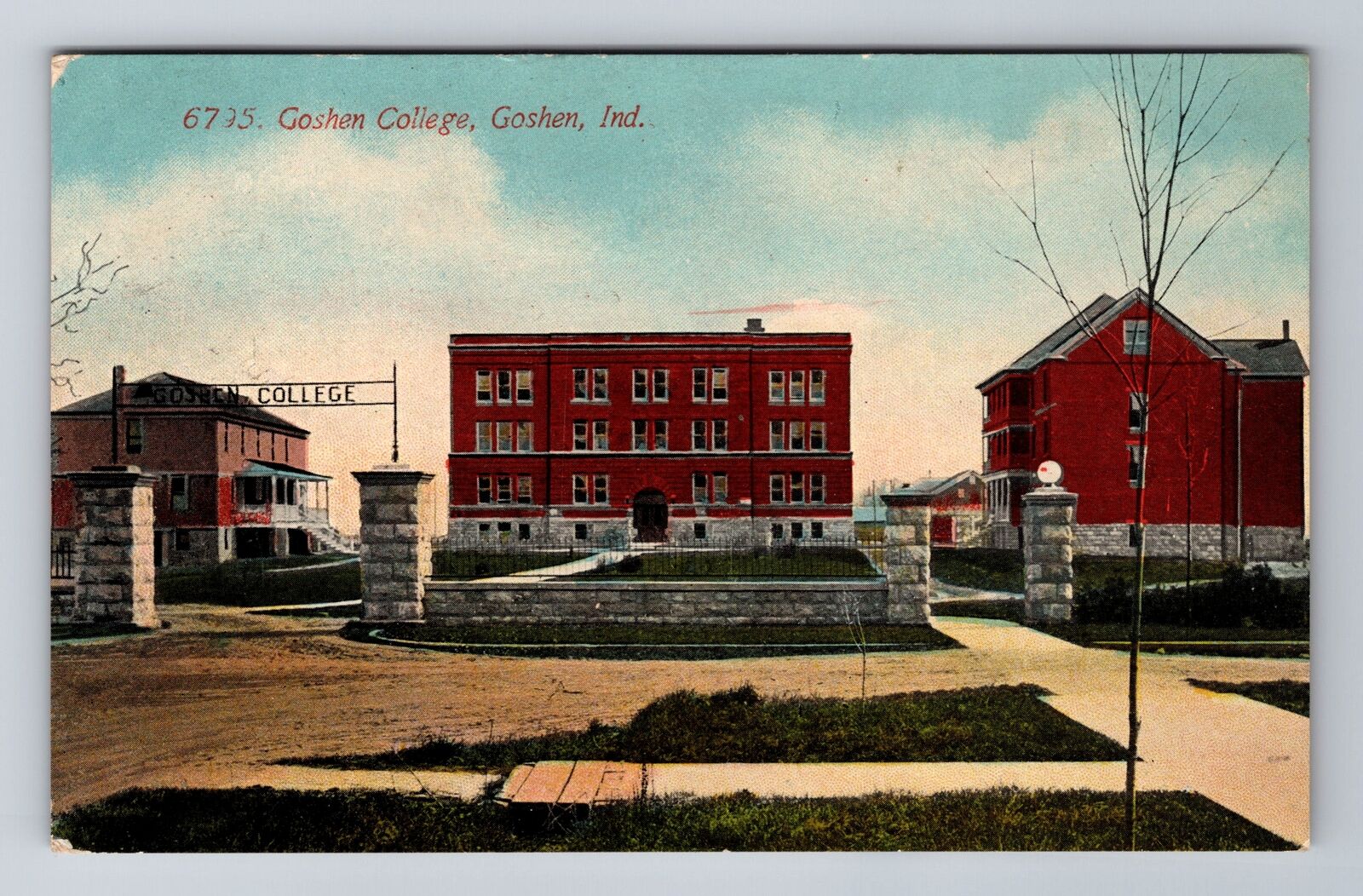 Goshen IN-Indiana, Goshen College Entrance & Buildings, Vintage c1912 Postcard