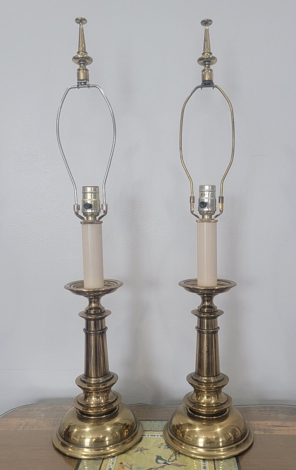 Vintage Pair STIFFEL Brass  MCM Table Lamps