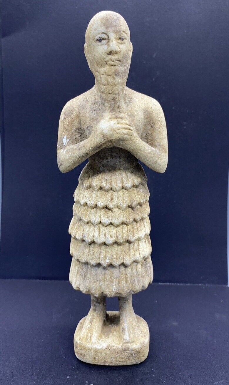 Near Eastern Antiquities Rare Beautiful Old Sumerian Worshipper Praying Statue