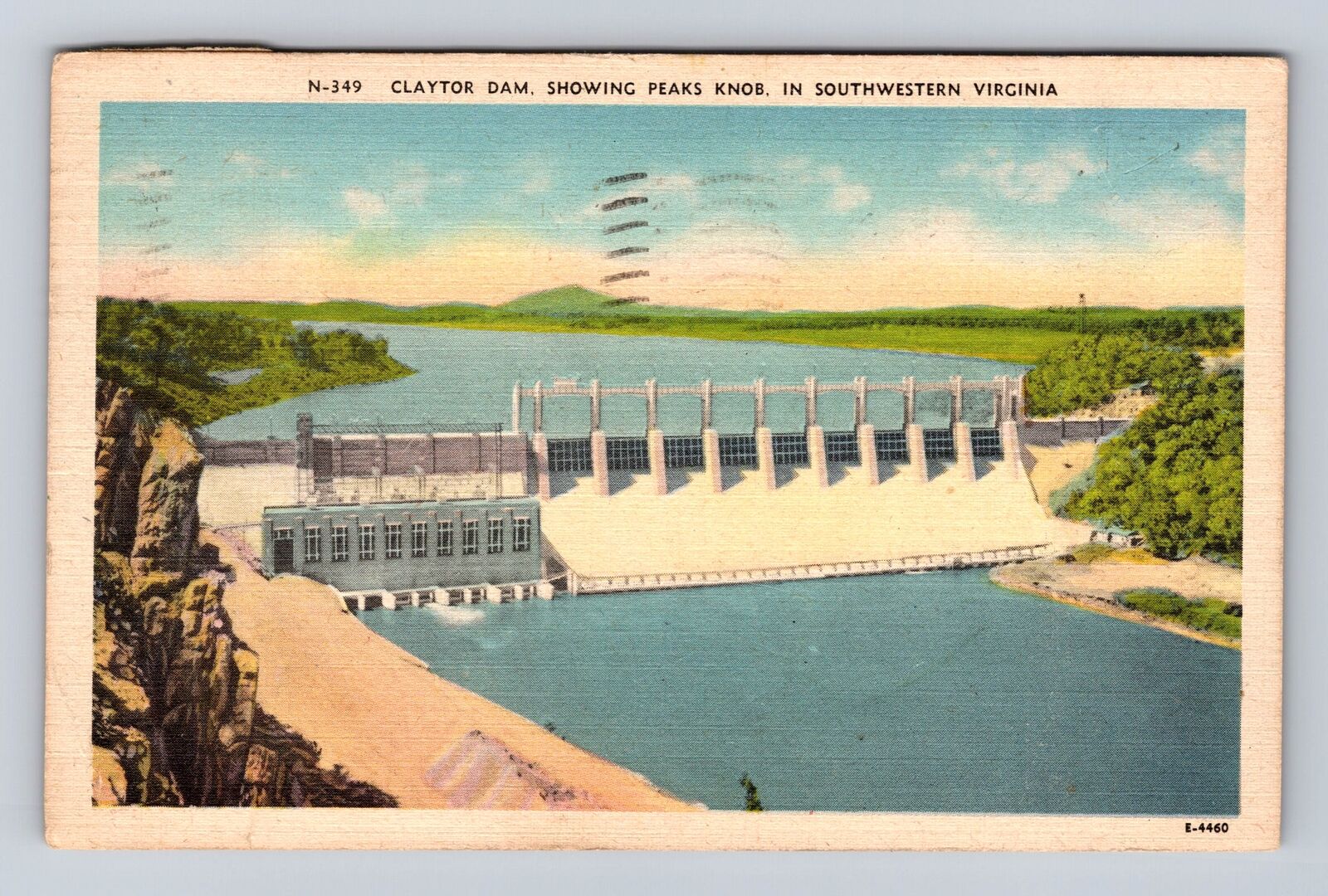 VA-Virginia, Aerial, Claytor Dam, Antique, Vintage c1960 Souvenir Postcard