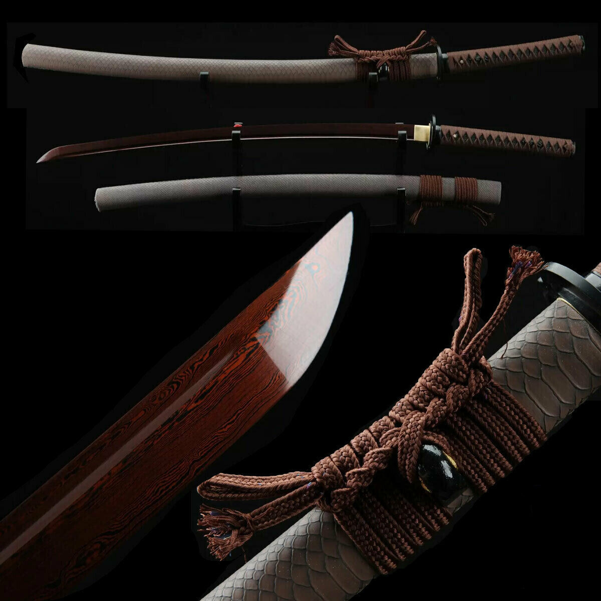 Red Blood Folded Steel Real Japanese Katana Samurai Sword Sharp Blade Full Tang