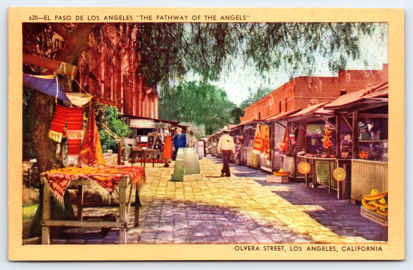 Los Angeles CA-California, Olvera Street, Pathway Of The Angels Vintage Postcard