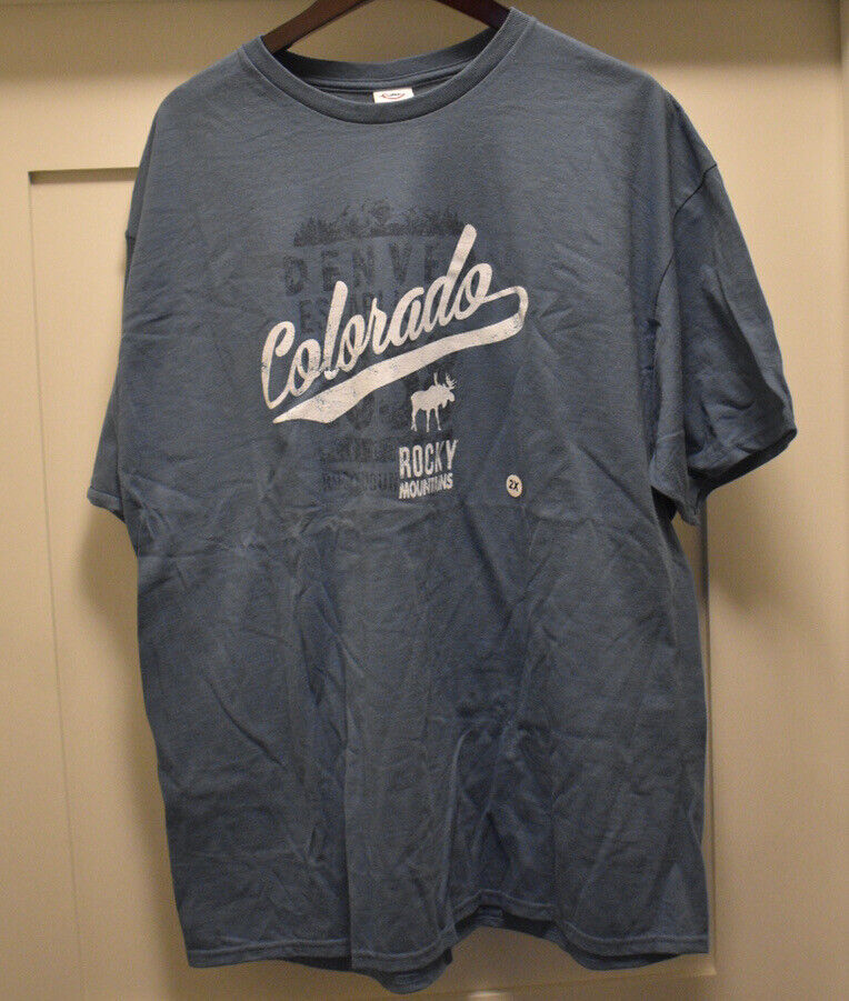 Colorado tourism t-shirt, Adult XXL, Rocky Mountains Denver Aspen USA