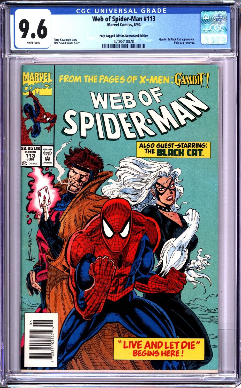 WEB OF SPIDER-MAN #113 CGC 9.6 WP NEWSSTAND - GAMBIT and BLACK CAT COVER
