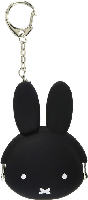 New JAPAN Miffy BLACK Rabbit Mini Coin Key Ring Clip Bag Holder Purse Mascot
