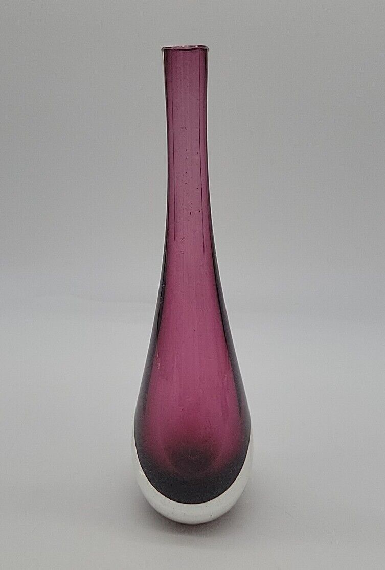 Cranberry And Clear Bud Vase 10\