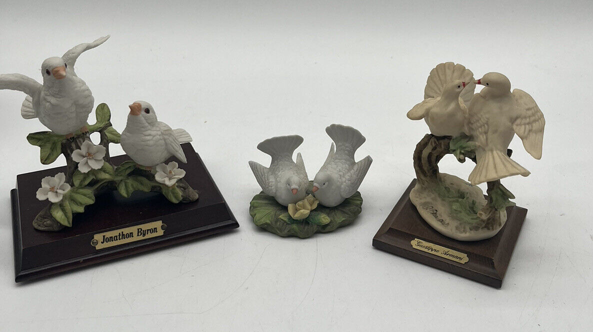 Porcelain Dove Figurines Set Of 3 Guisepe Armani ,lefton,Jonathan Byron