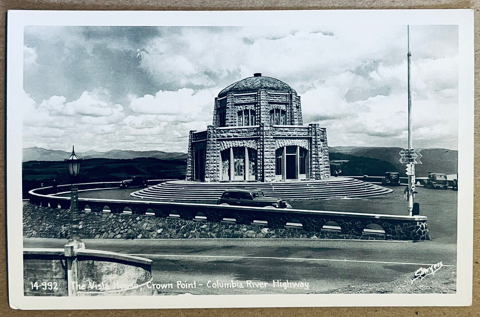 RPPC Columbia River Vista House Crown Point Oregon Real Photo Postcard c1950