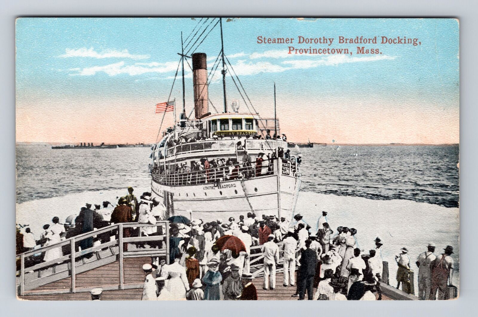 Provincetown MA-Massachusetts, Steamer Dorothy Bradford Docking Vintage Postcard
