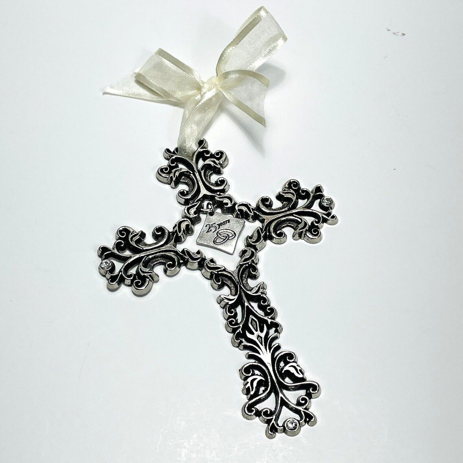 Pewter 25 Year Anniversary Cross Crucifix Christmas Ornament by Camco