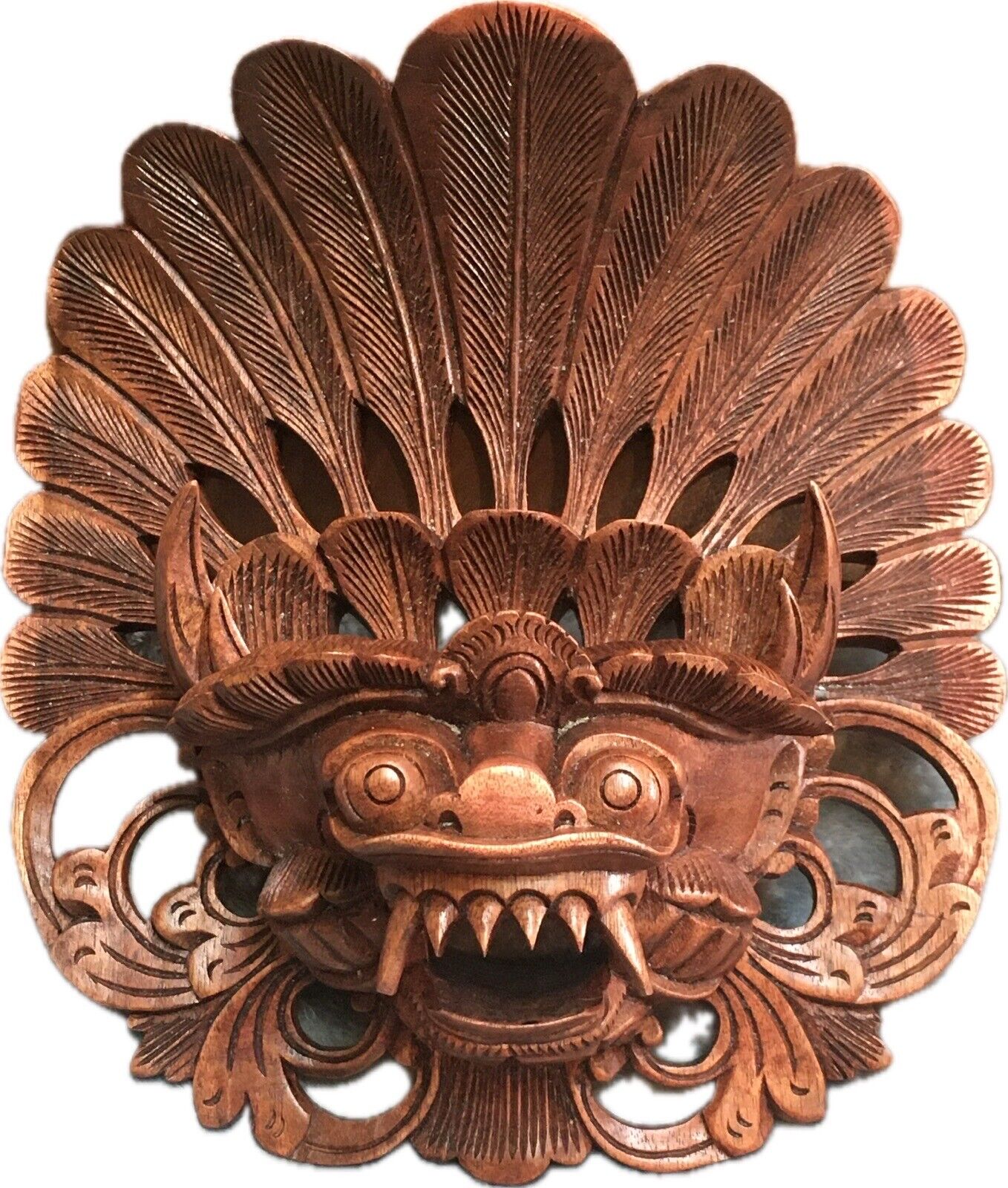 Beautiful Hand Carved Balinese Barong Wall Mask, \