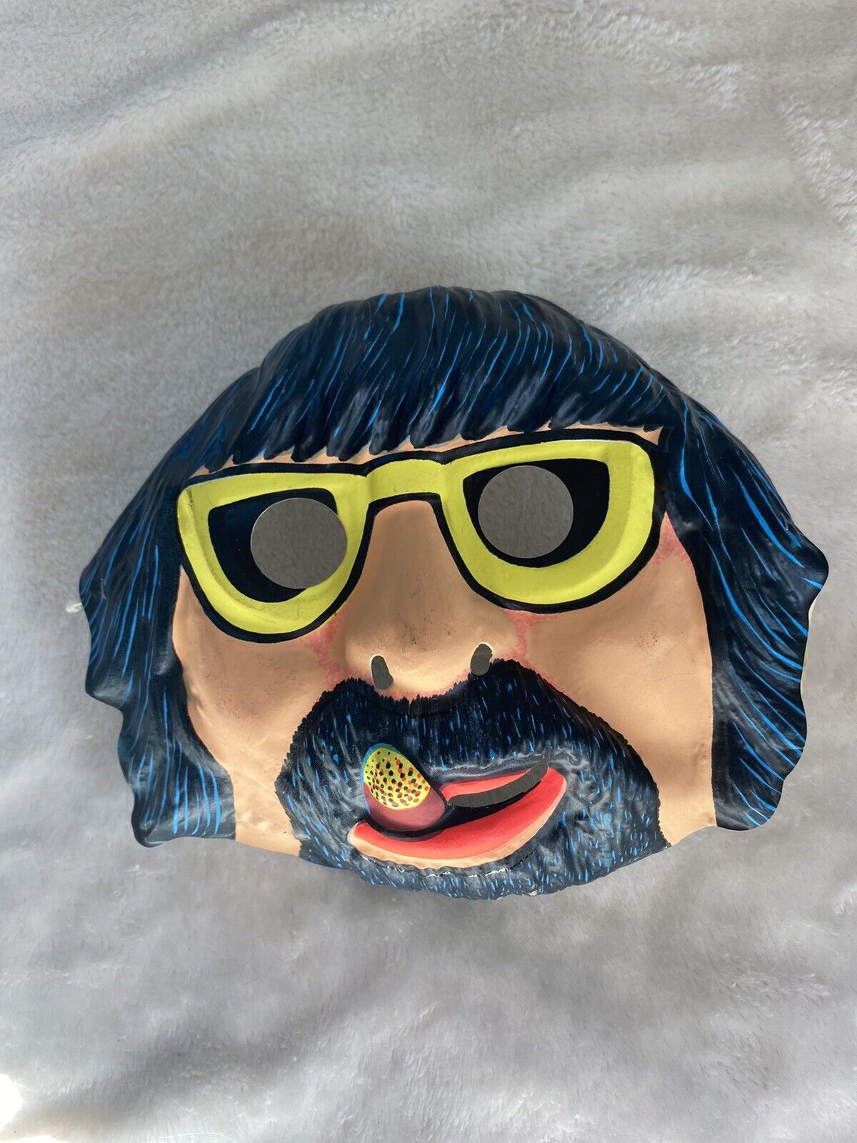 Vintage Topstone Halloween Mask Plastic Man Glasses Cigar 70’s Disco Mob Goatee