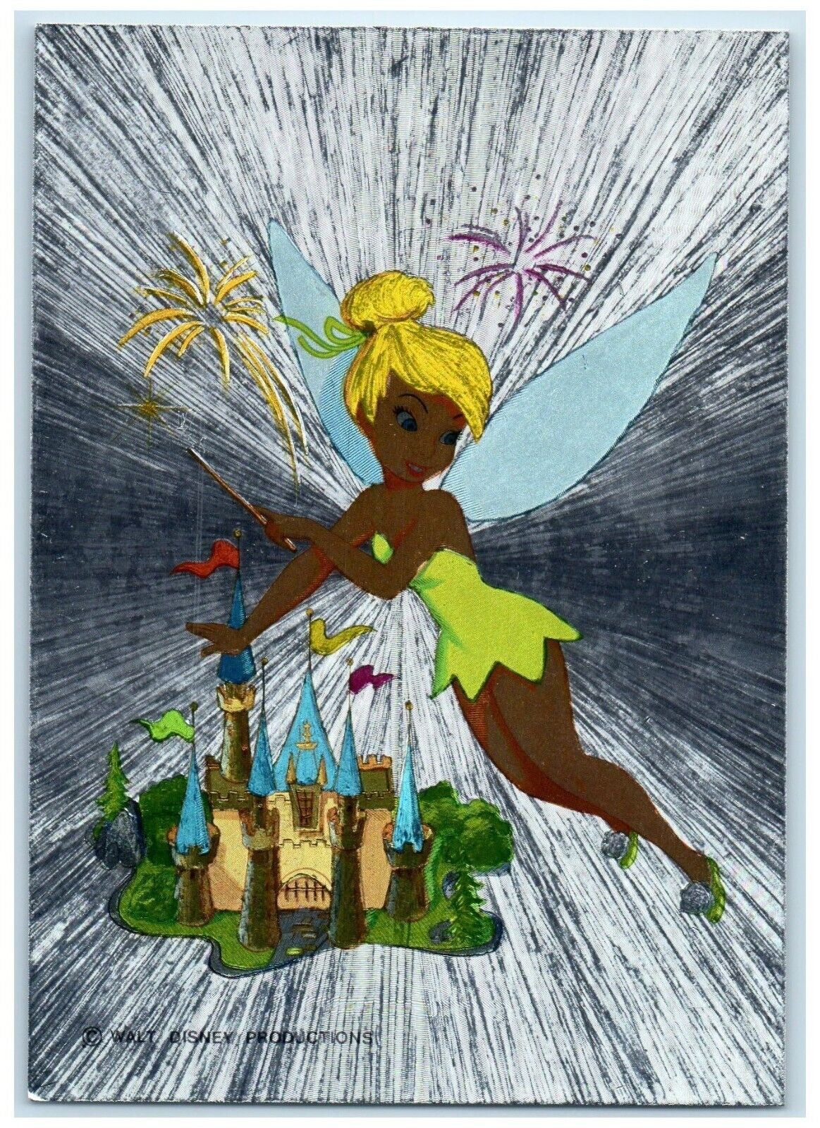 Dufex Tinker Bell Castle Metallic The Walt Disney Unposted Vintage Postcard