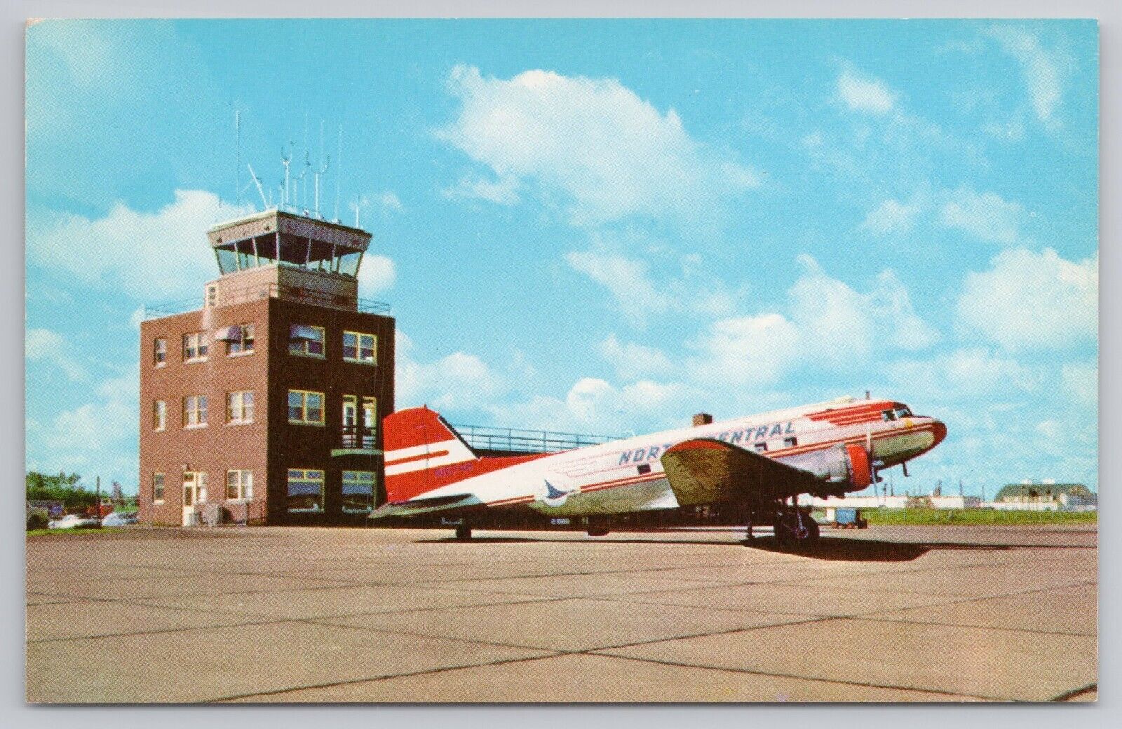 Municipal Airport Duluth Minnesota North Central Airliner Plane Vintage Postcard