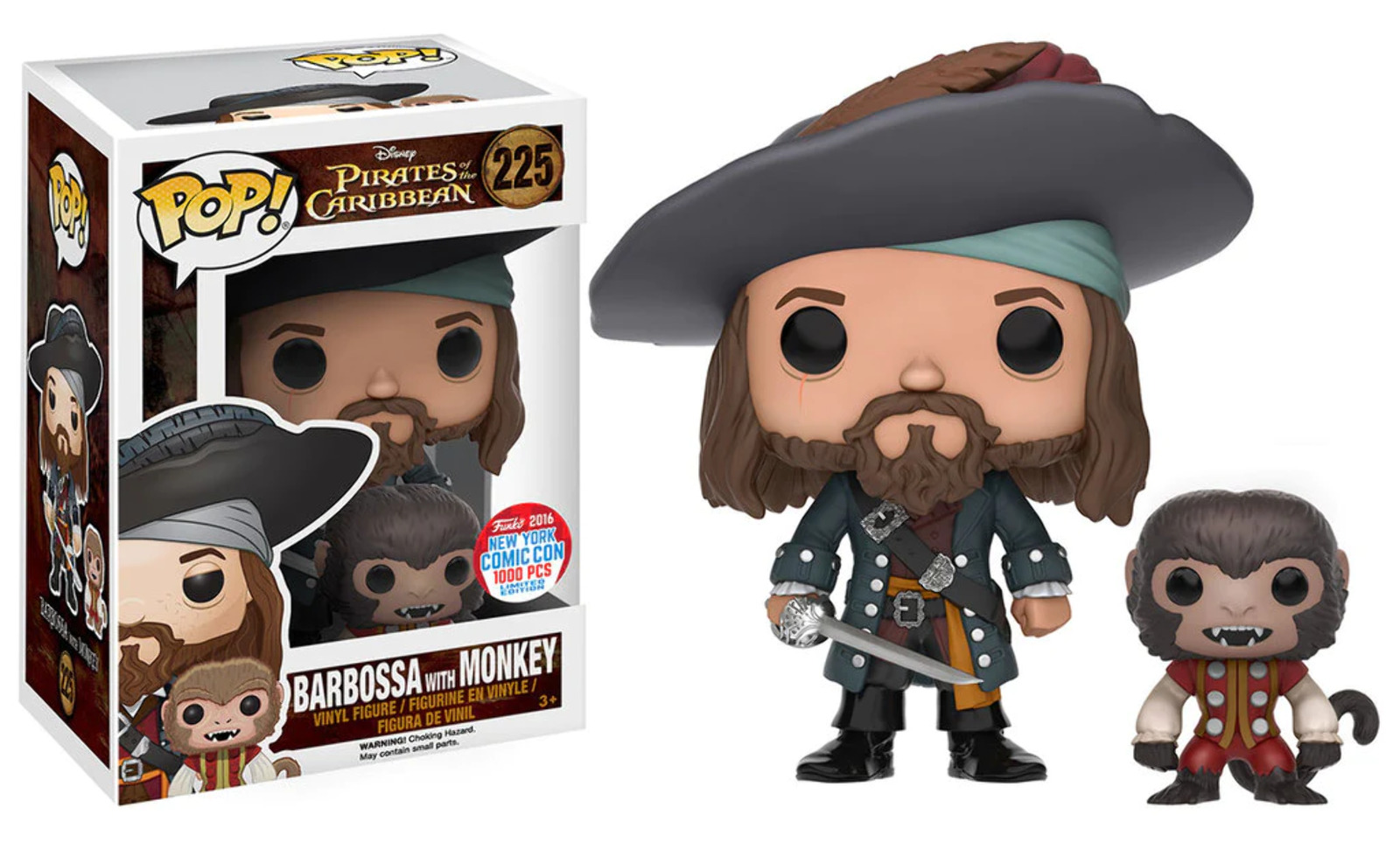 Funko POP Pirates of The Caribbean - Barbossa With Monkey (2016 NYCC) #225