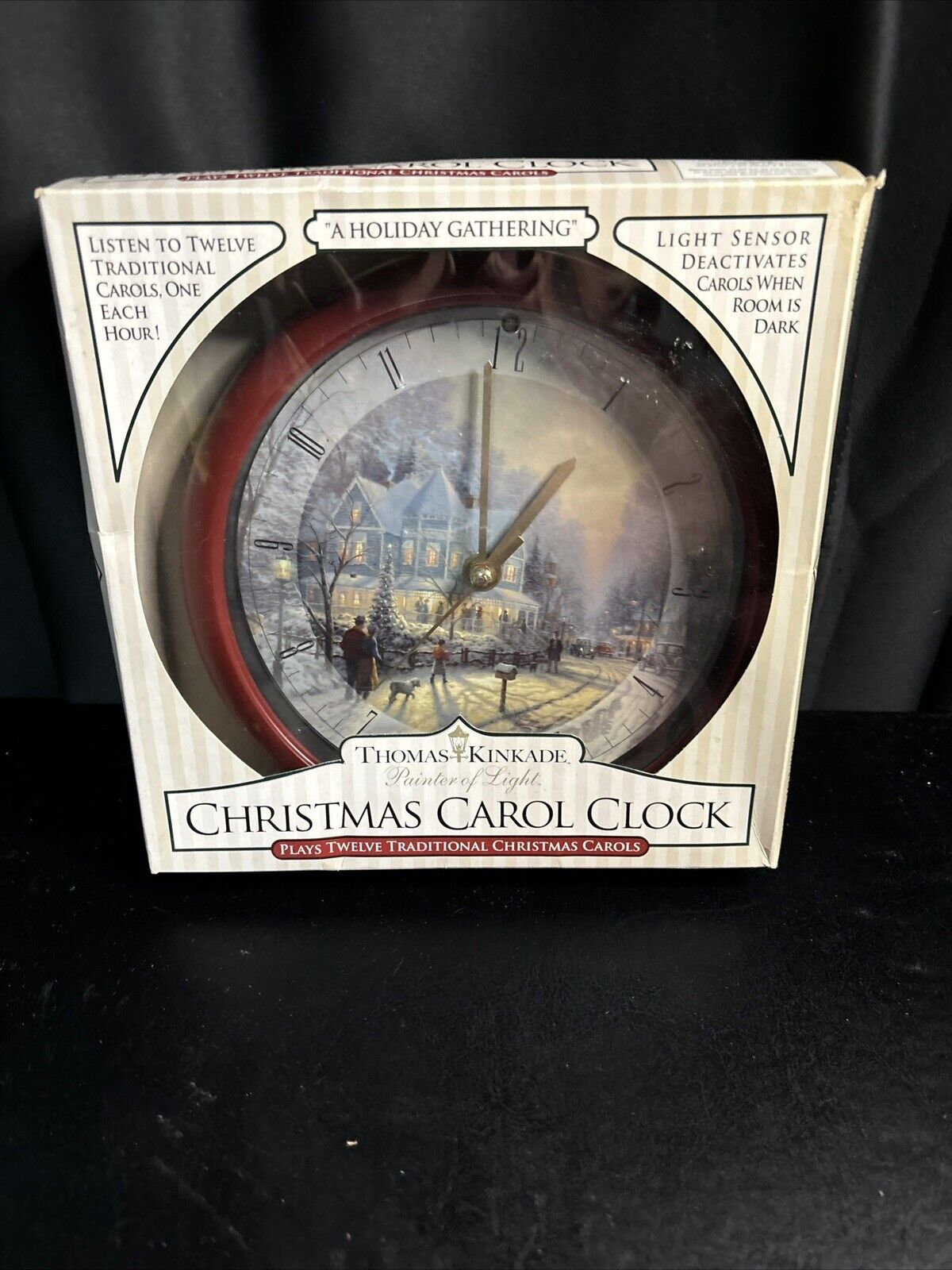 Vintage Thomas Kinkade Christmas Carol Clock 