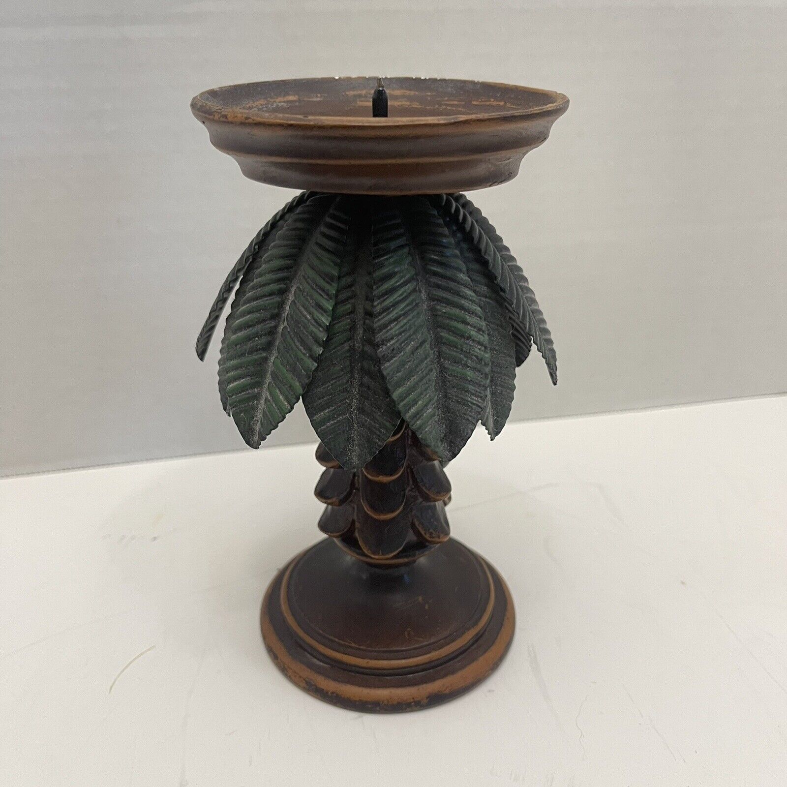 Palm Tree Candle Stick 7” By 3.5” Heavy Metal