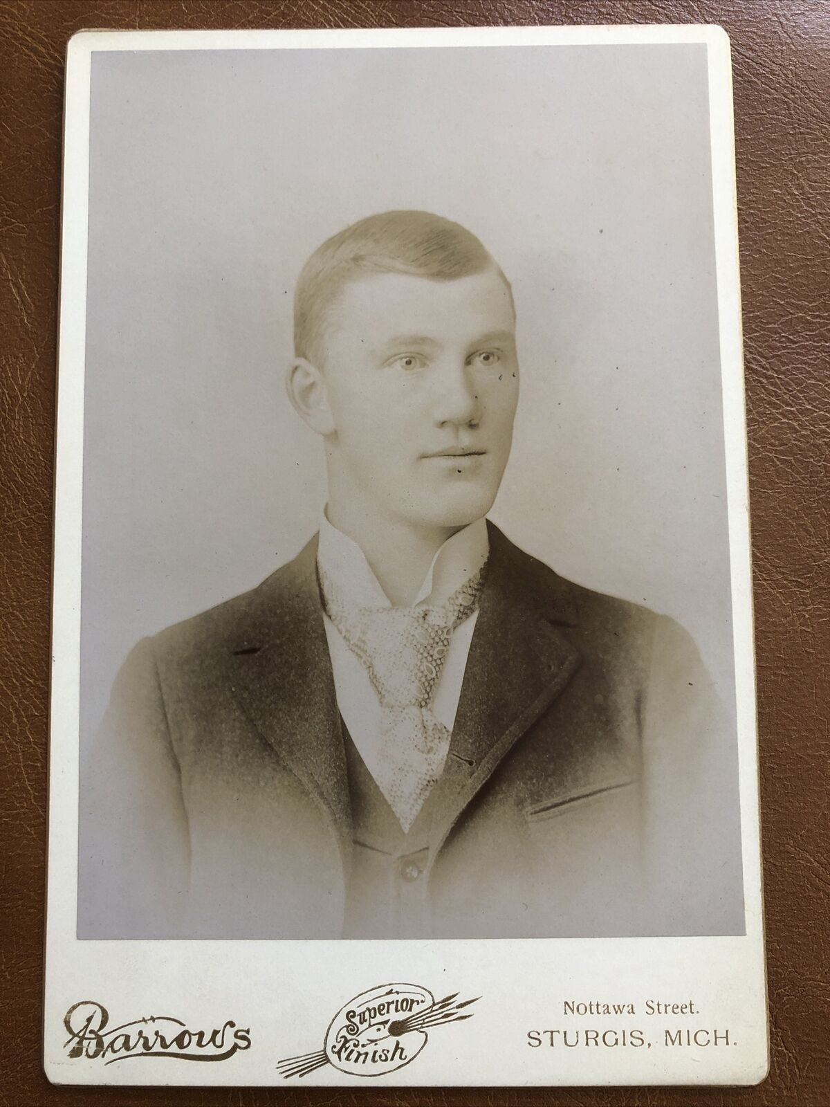 Cabinet Card Antique Photo Man Portrait Sturgis, MI  Late 1800s