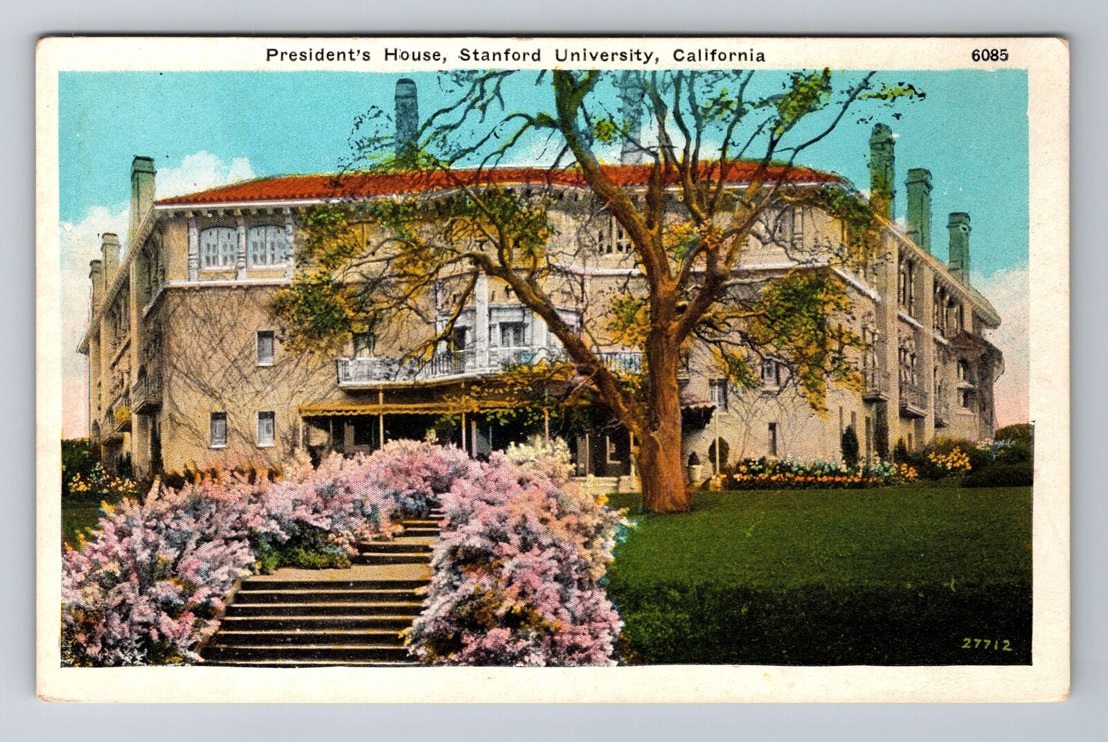 Stanford CA-California, President's House, University, Antique Vintage Postcard