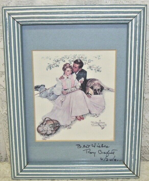 Small Framed Norman Rockwell Print Victorian Lovers Dated 1991