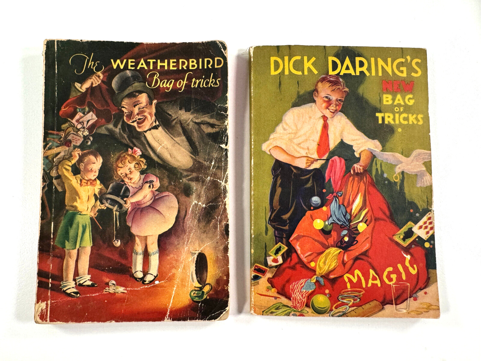 vtg Pair (x2) Magic Magazines Dick Daring Weatherbird Bag of Tricks quaker oats