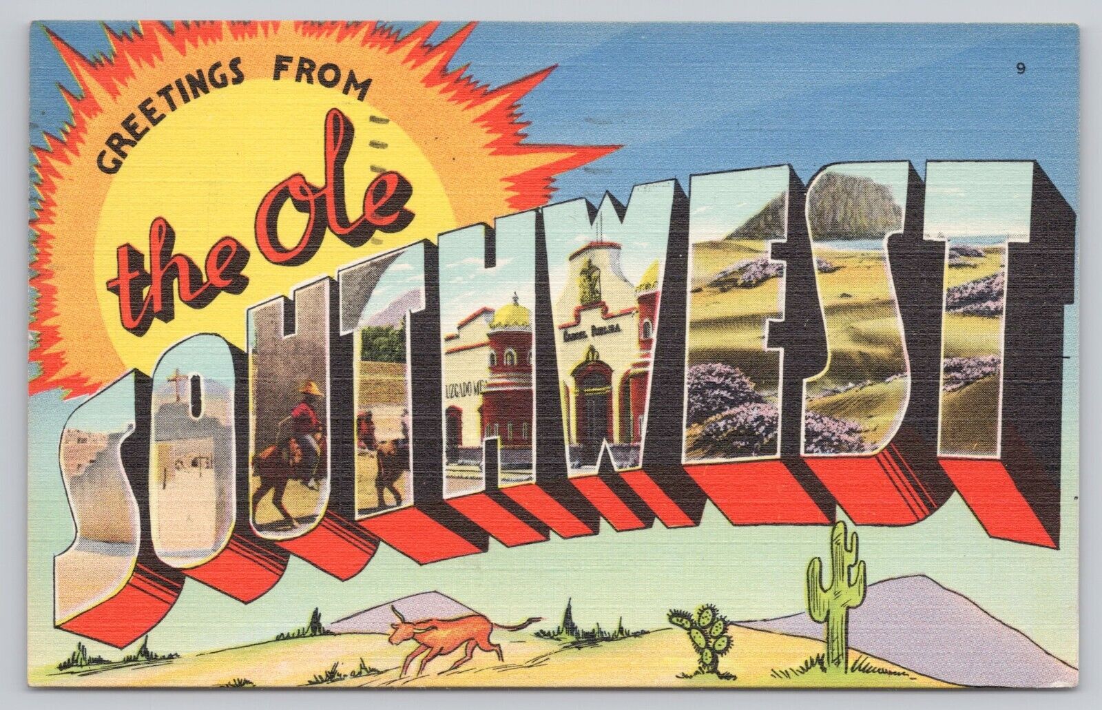 Tucson Arizona, Large Letter Greetings Ole Southwest Desert, Vintage Postcard
