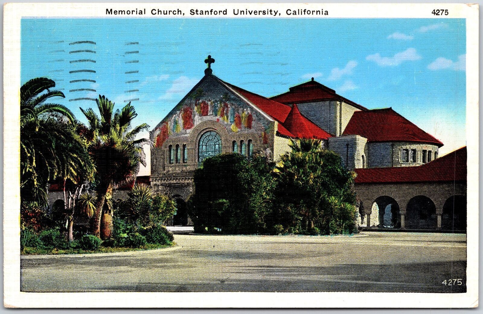1936 Memorial Church Stanford Univerisity California CA Trees Posted Postcard