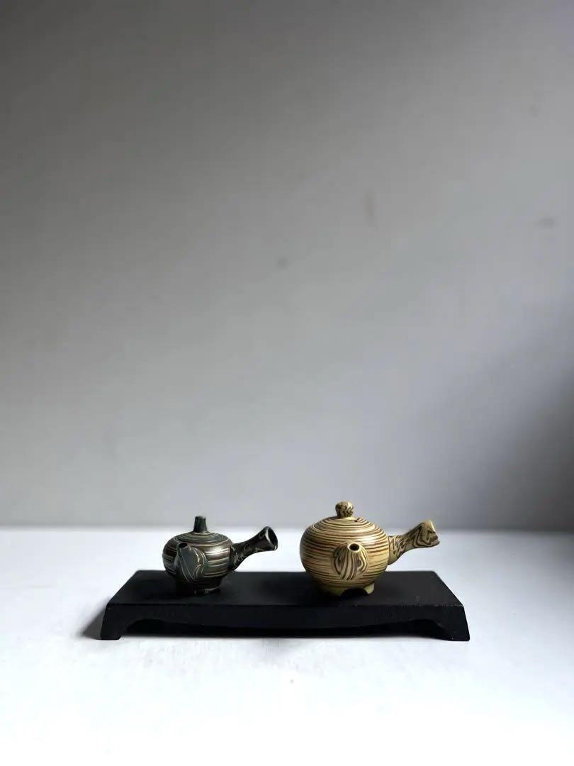 787 Antique Collection Small Tokoname Yaki Teapot Set Of 2 Miniatures