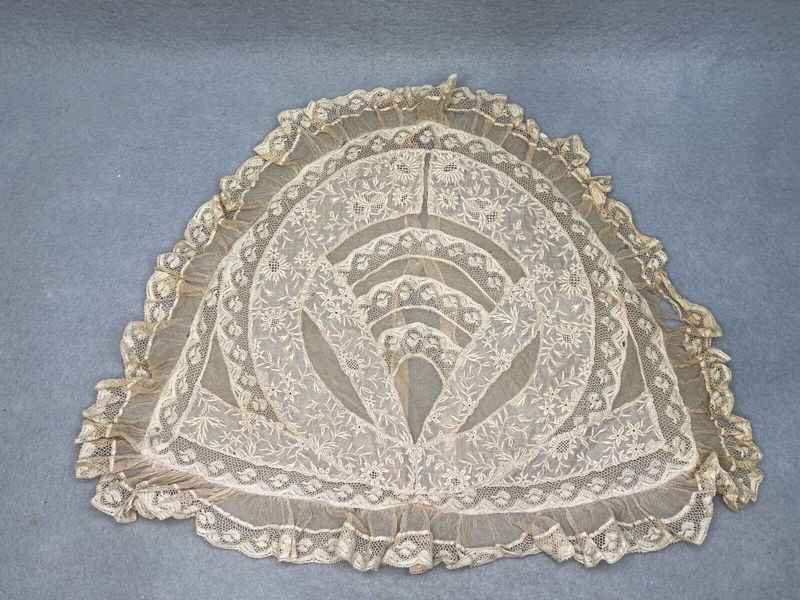 1920s Vintage Saks Fifth Avenue Carlin Comforts Tambour Lace Throw Pillow Sham