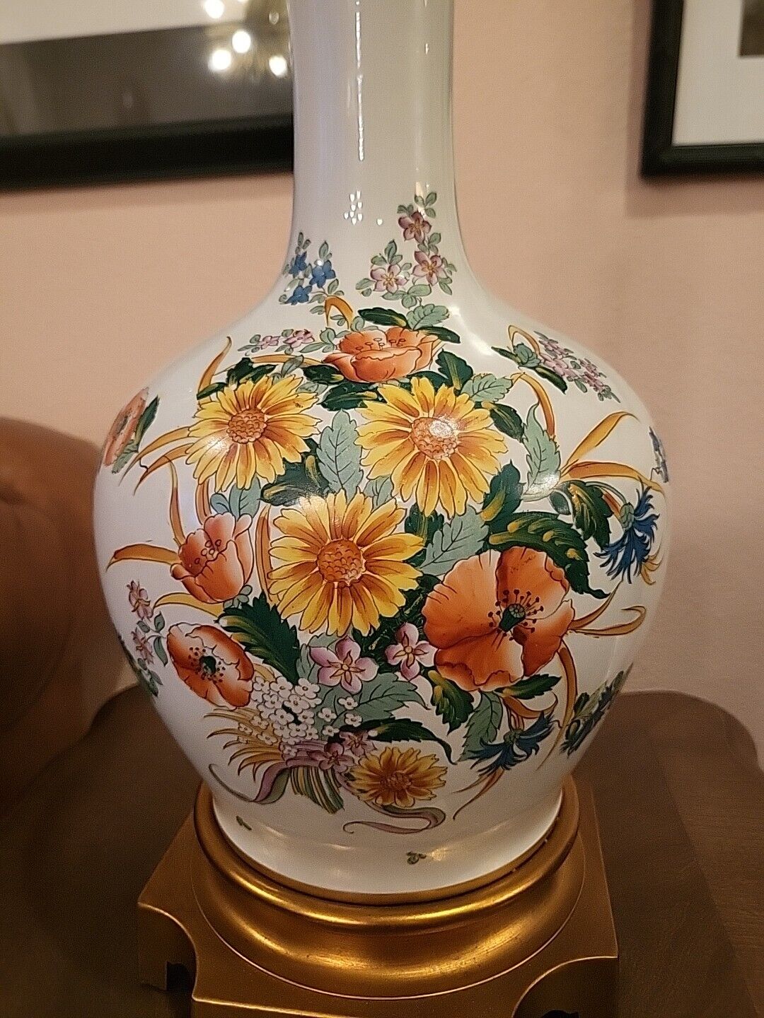 Marbro Hand Painted Lamp Porcelain