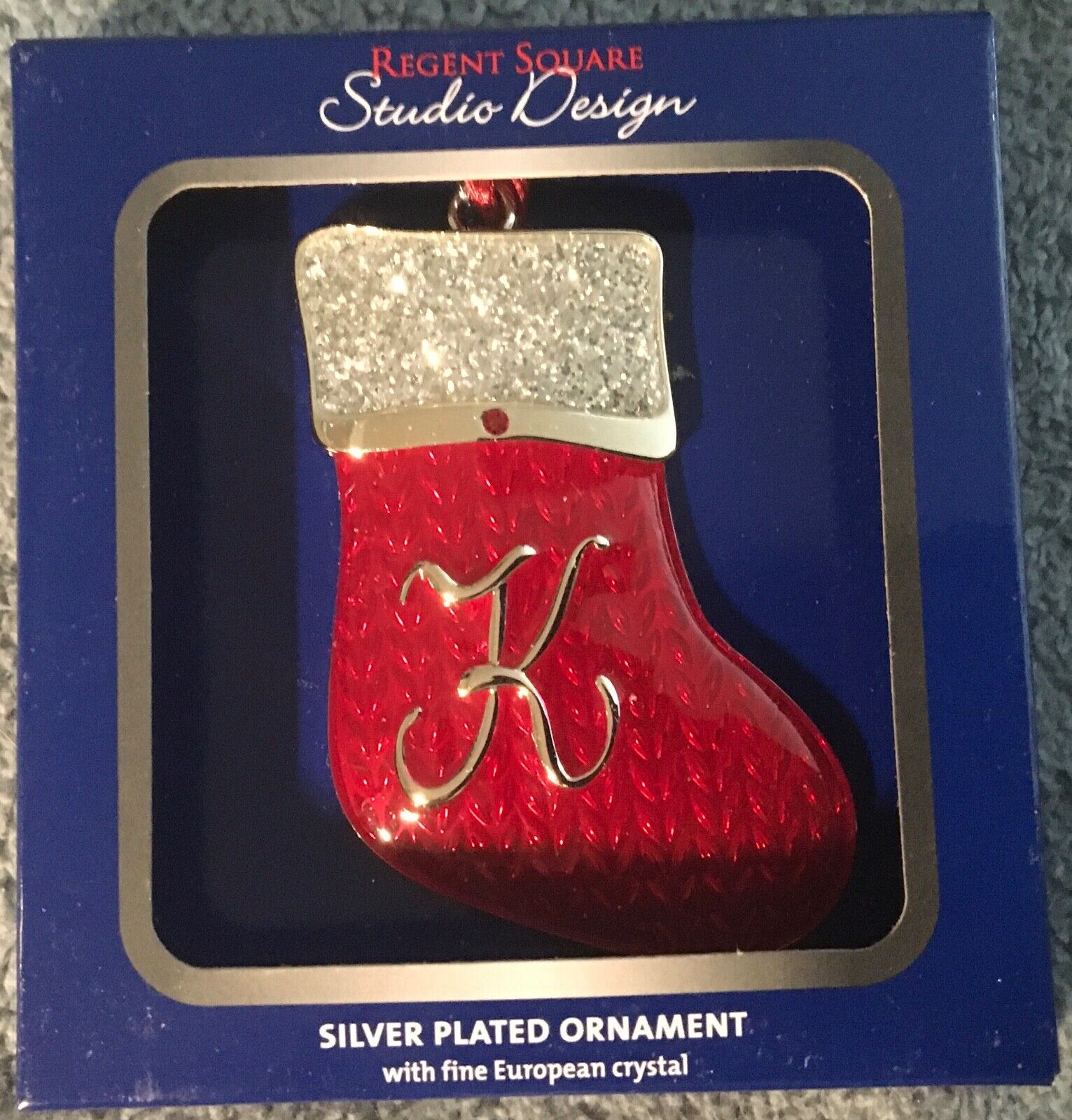 HARVEY LEWIS Holiday Ornament - Christmas Sock with 'K'