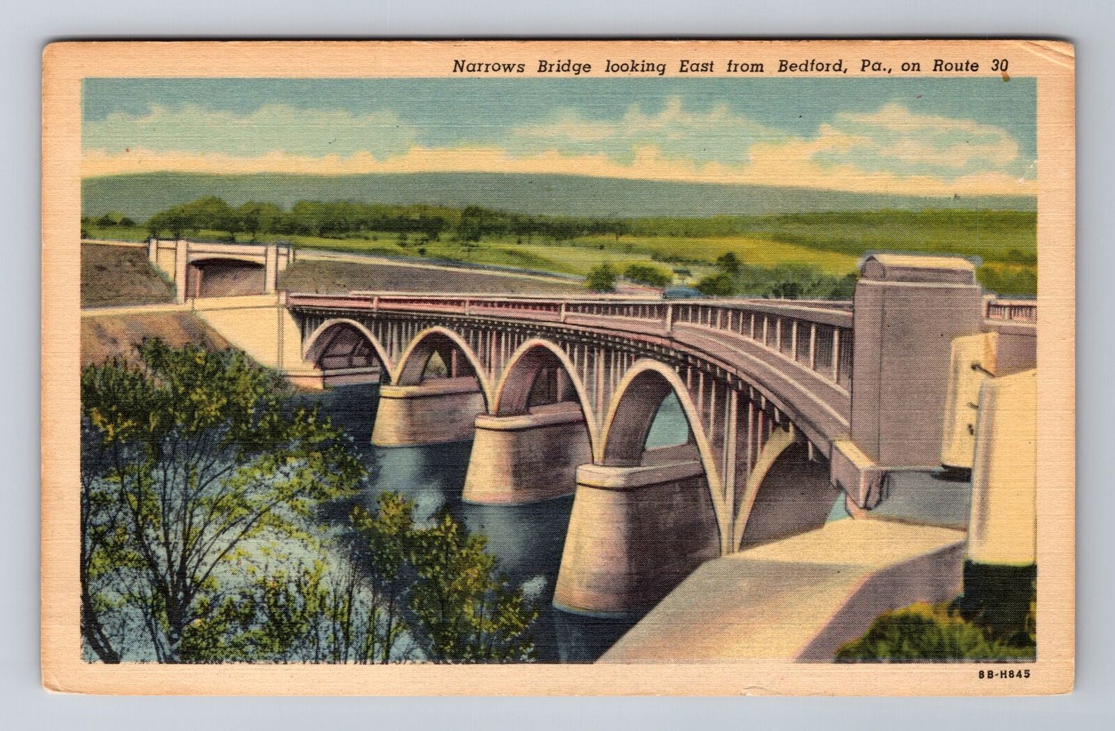 Bedford PA-Pennsylvania, Narrows Bridge, Antique Vintage Postcard