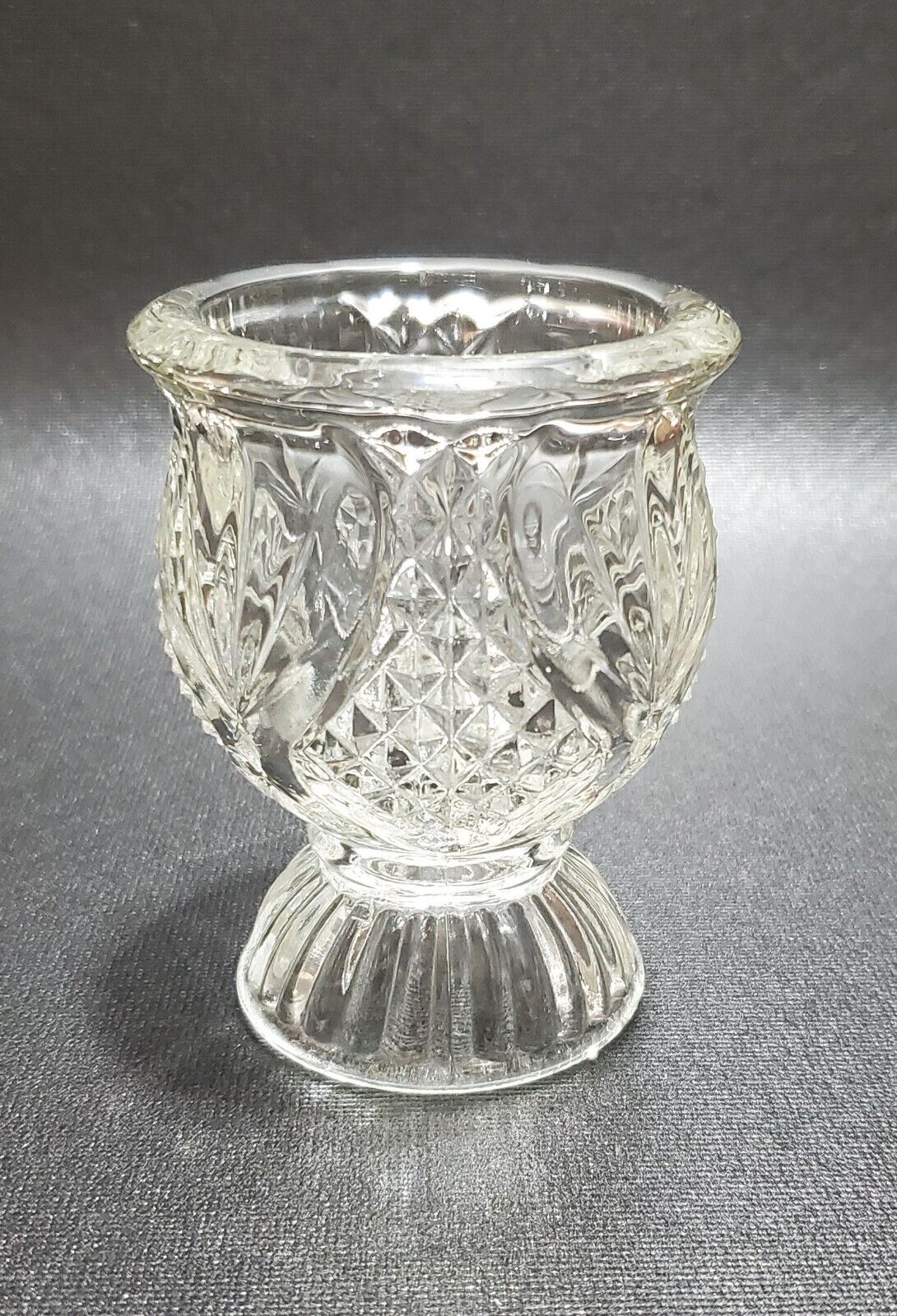 Vintage Avon, Diamond & Fan, Pineapple Pattern, Clear Glass Votive Candle Holder