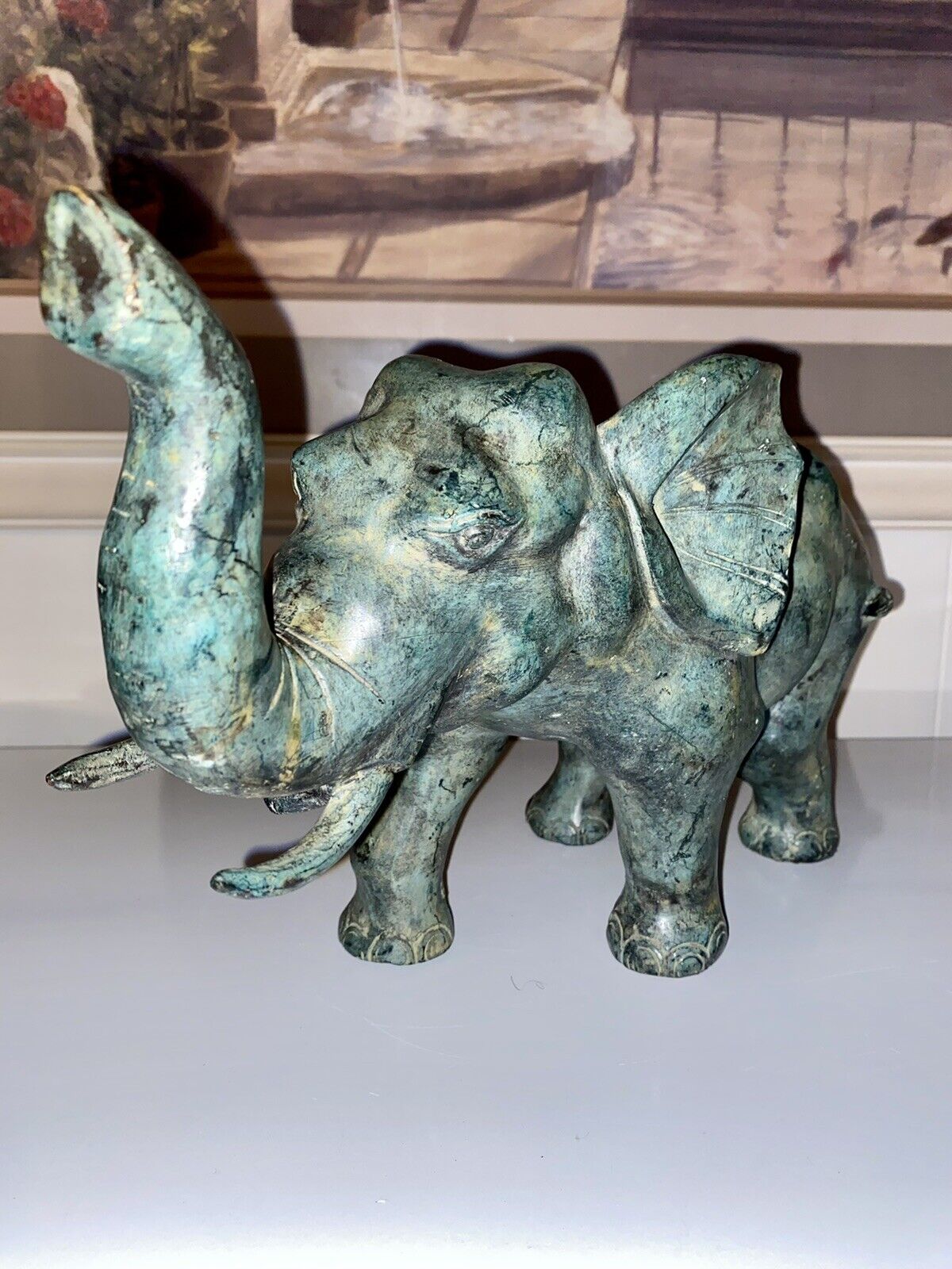 Vintage Handcrafted Bronze Elephant 14”D