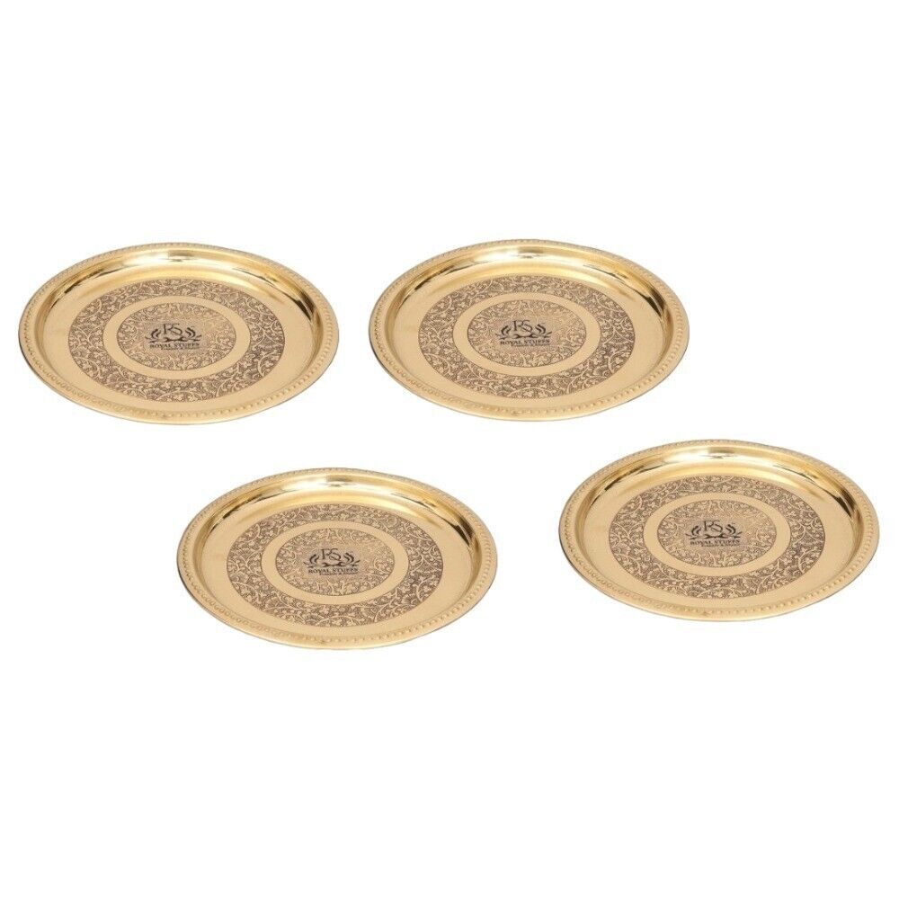 Brass small size plate set of 4 for Dinner and Worship and good for gifting (8\