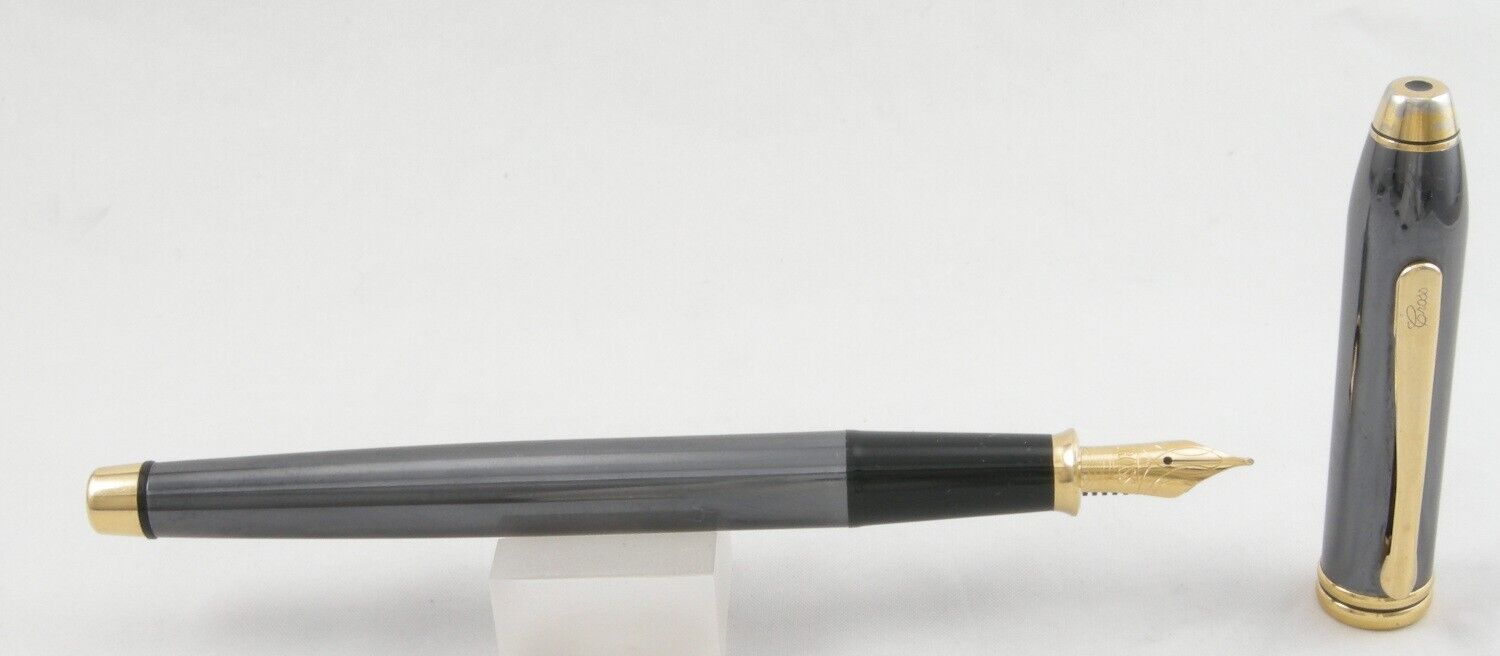 Cross Townsend Titanium Gunmetal & Gold Fountain Pen - Medium Nib - Made In USA