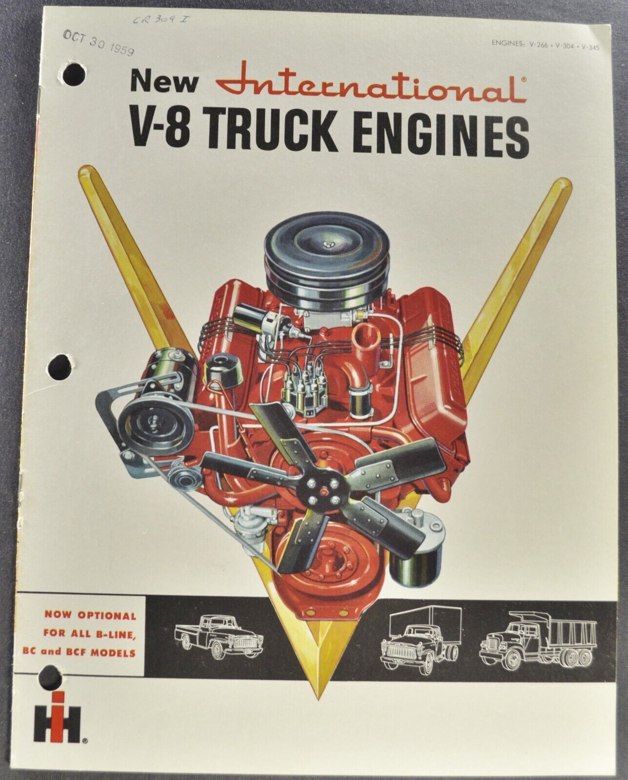 1959 International V8 Truck Engine Brochure Pickup Stake Travelall Nice Original