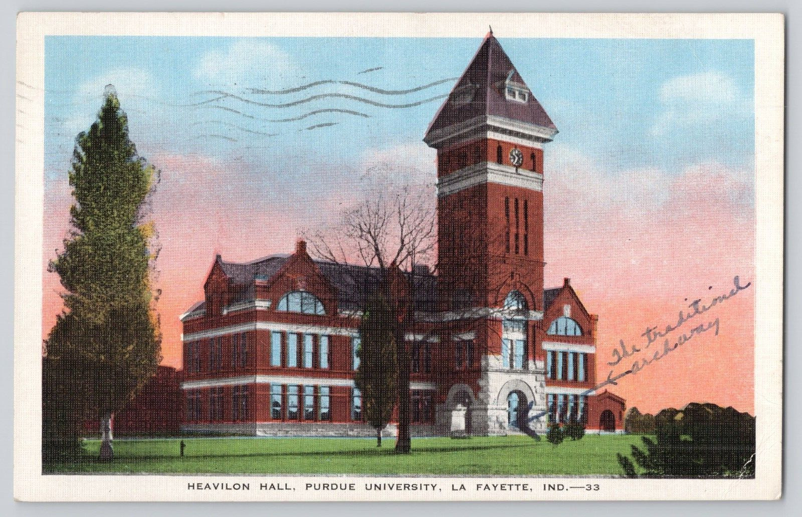 Postcard Heavilon Hall, Purdue University, LA Fayette, Indiana