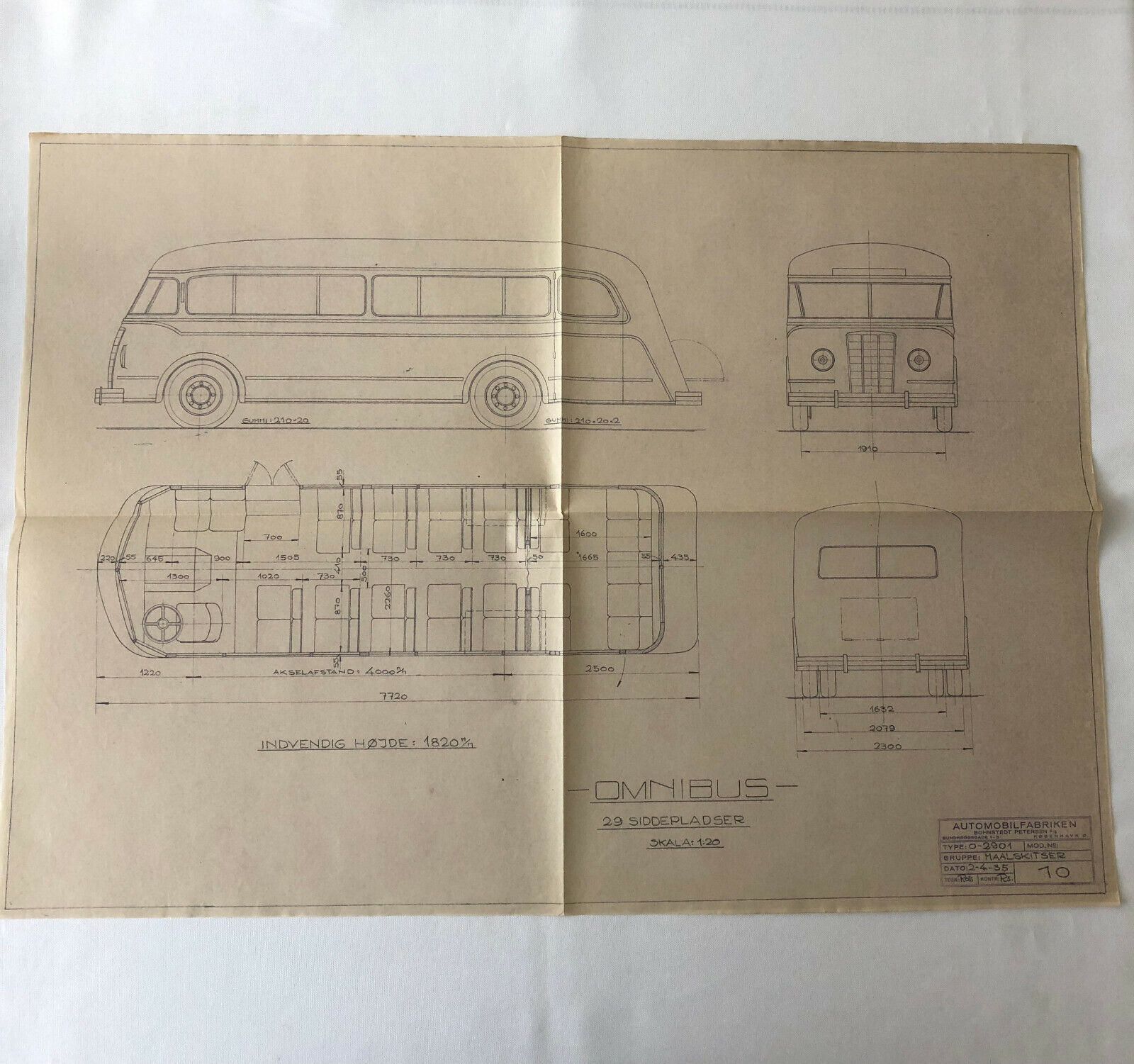 1935 Coachbuilder Bus Design Blueprint Rendering Blue Print Coach Bus Truck