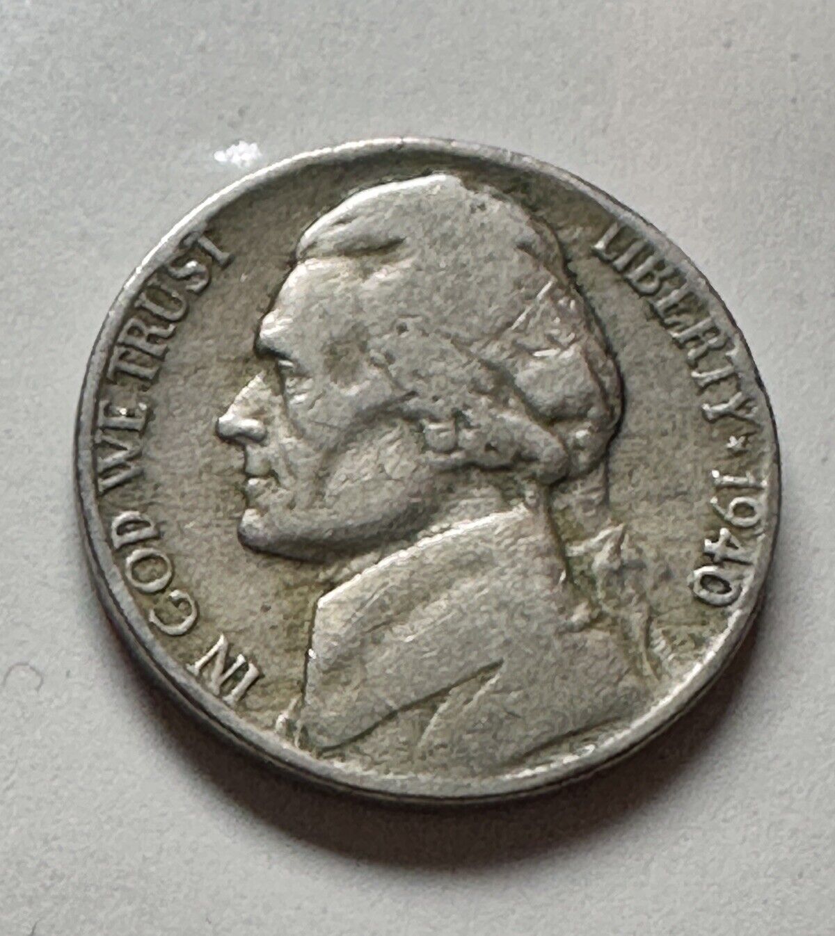 1940 Jefferson Nickel No Mint Mark Very Nice / Rare. Error On Rim