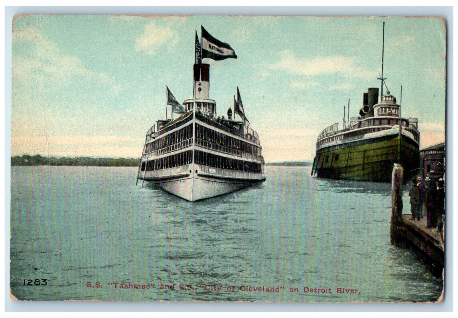 S.S. Tashmoo And S.S. City Of Cleveland On Detroit River Michigan MI Postcard
