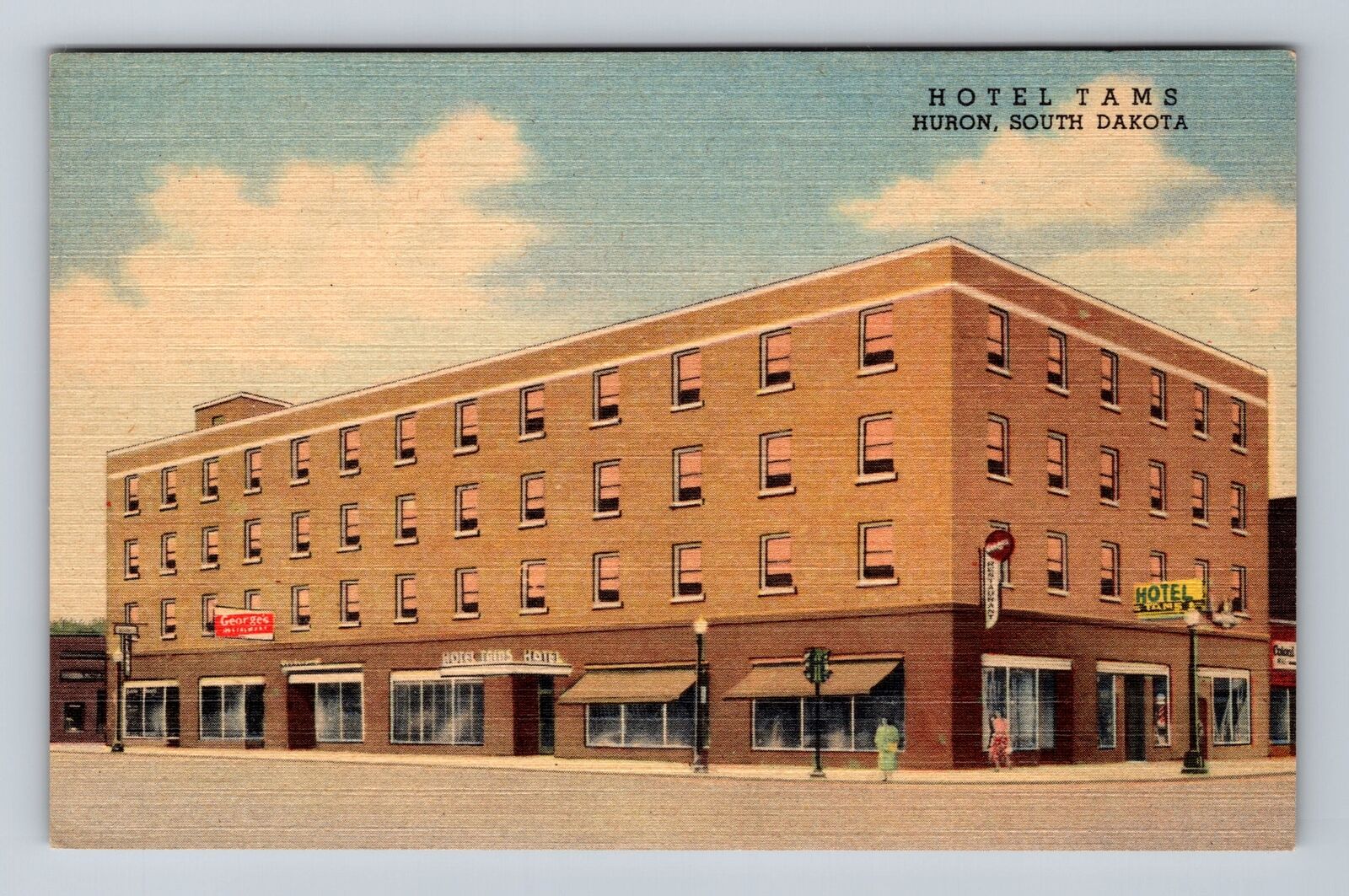 Huron SD-South Dakota, Hotel Tams Hotel, Advertising, Antique Vintage Postcard