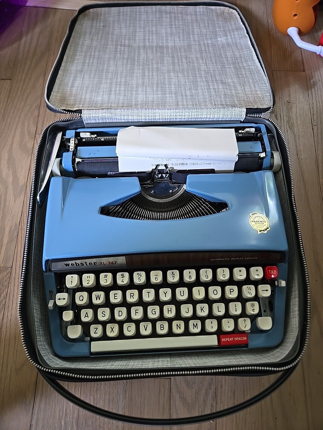1970s Brother Webster XL-747 Portable Typewriter Vintage Blue W/Case & Papers