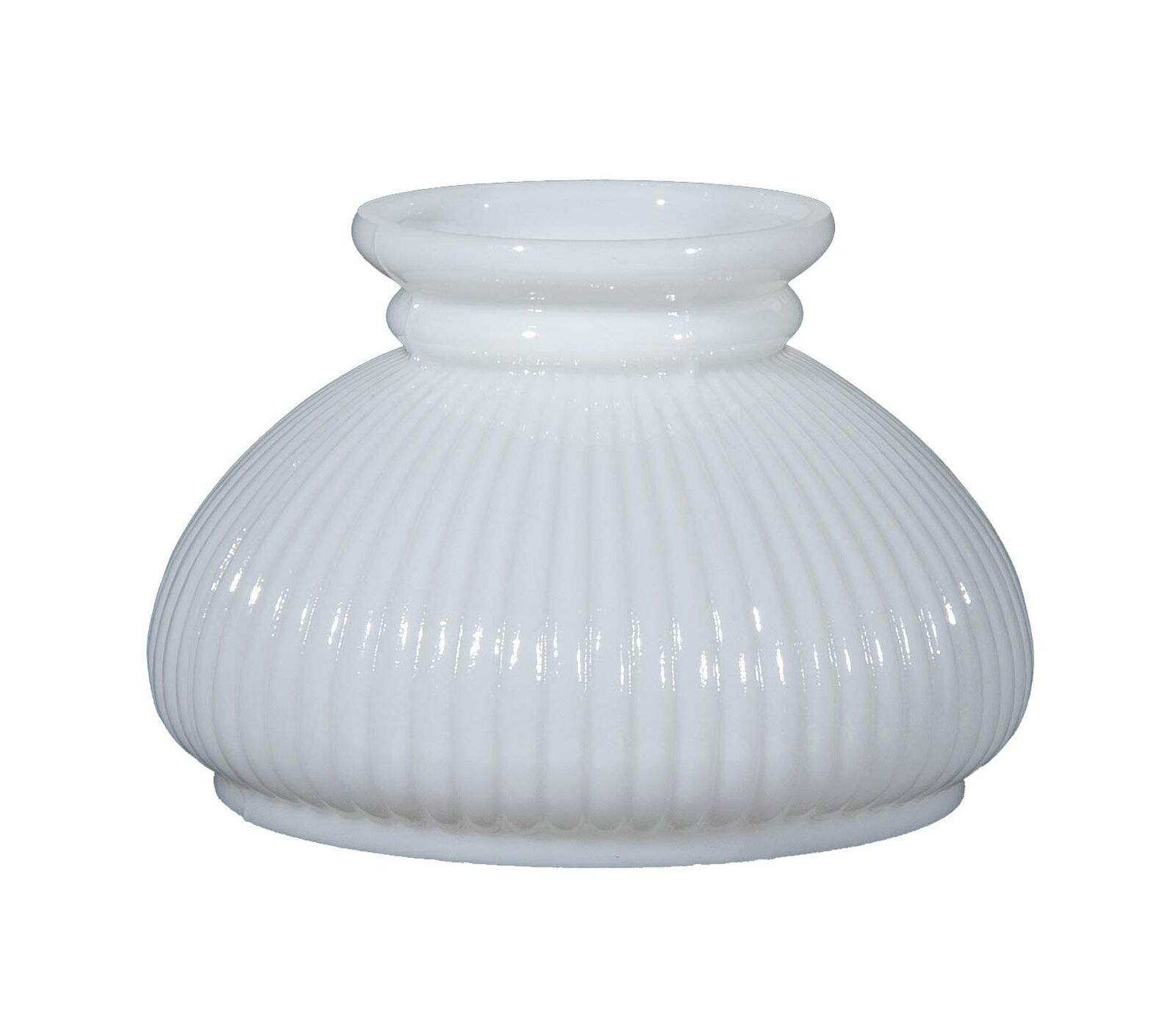 B&P Lamp® 7Inch Student Shade with Ribbed Design and White over Clear Cased