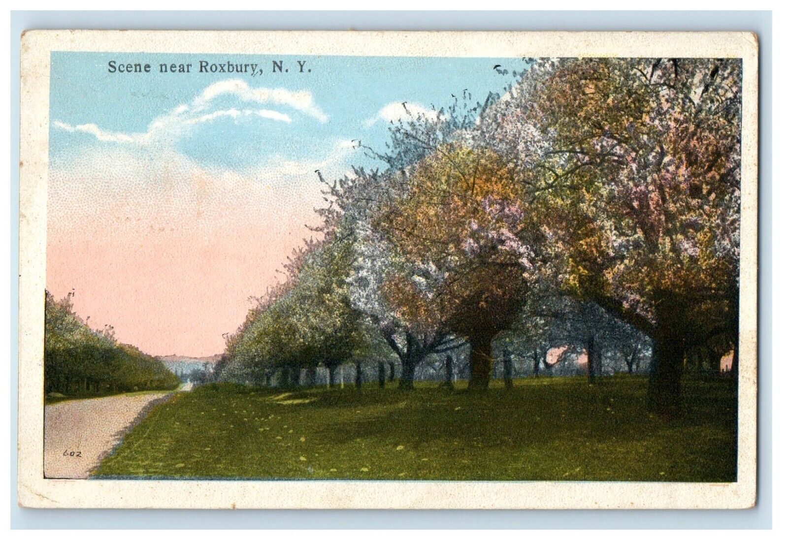 1922 Scene Near Roxbury New York NY, Road And Tress West Oneonta Postcard