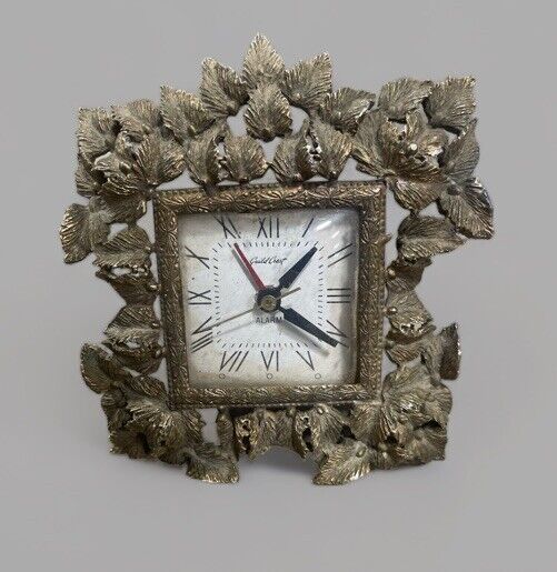 Guild Crest  Ornate Electric Alarm Clock Telechron Vintage Hollywood Regency