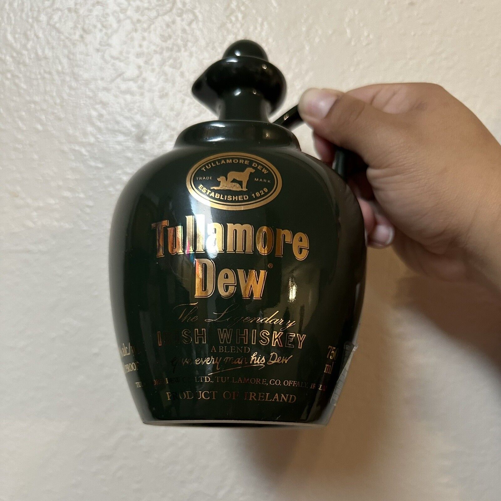 Vintage Tullamore Dew Blended Irish Whiskey Jug Ceramic Bottle Dublin Ireland