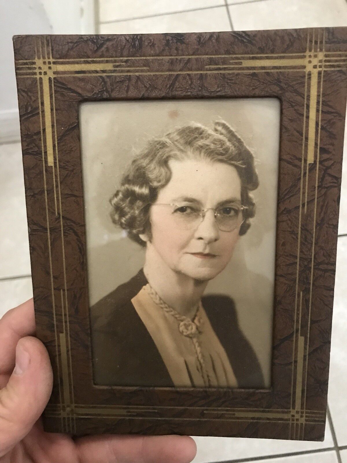 Antique photo photograph Stern woman  1930s 1940s 4x6